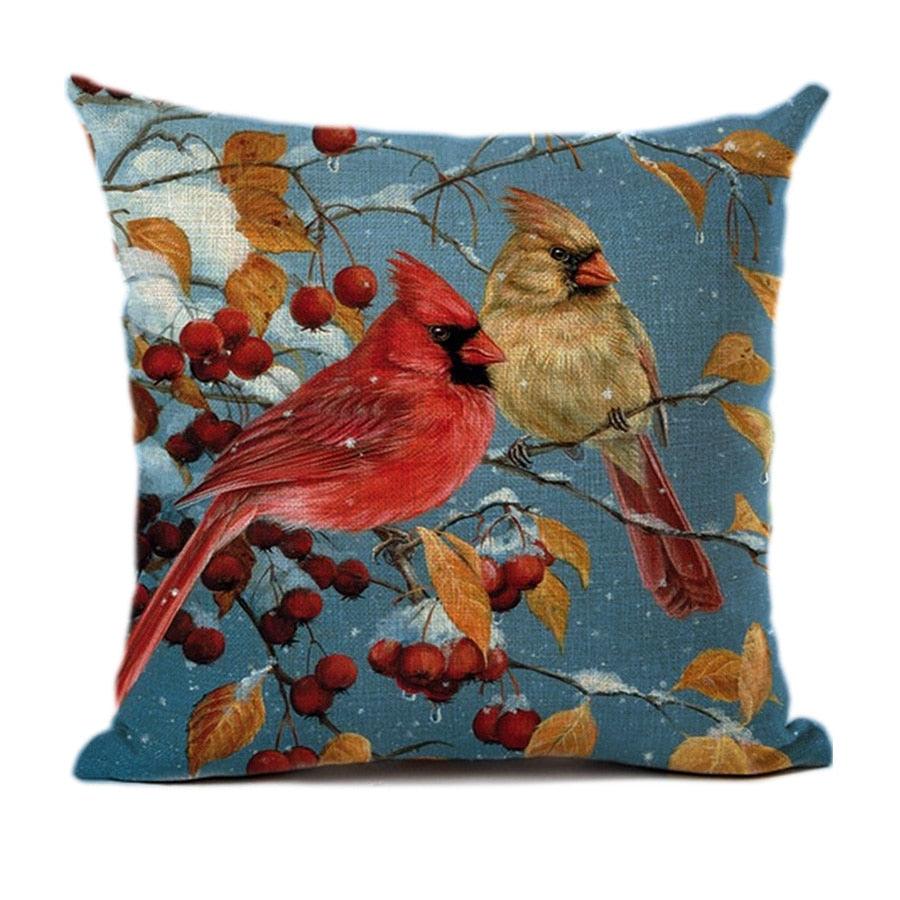 Lovely Bird Polyester Cotton Cushion Cover Bird On The Tree Accent Decorative Throw Pillow Case Hand Painted Cushion Cover Cute Bird Pillow Shells Flower Pattern Pillow Covers Decorative For Sofa Bed Living Room Luxury New Stylish Pillows 45x45cm