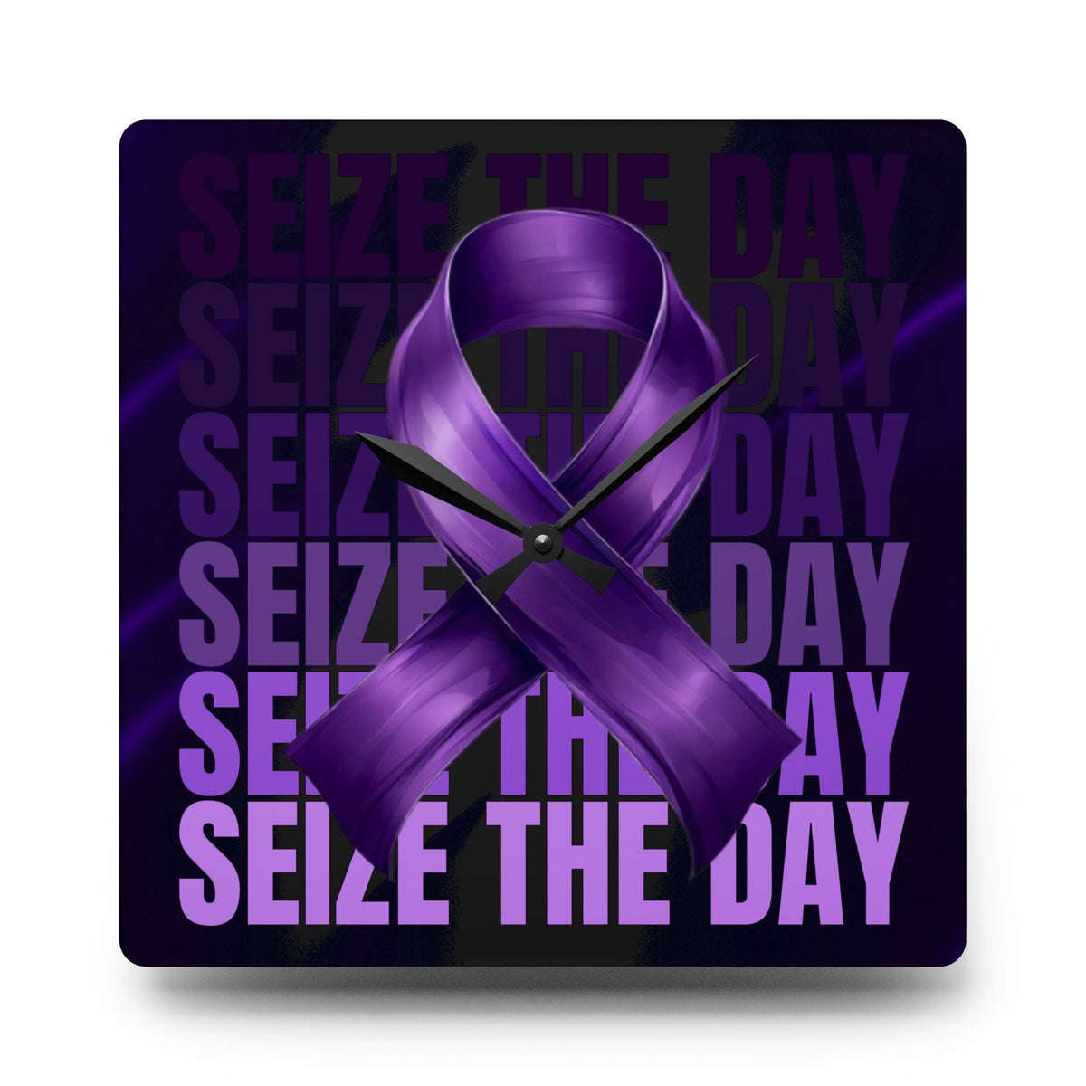 Purple Ribbon Acrylic Wall Clock