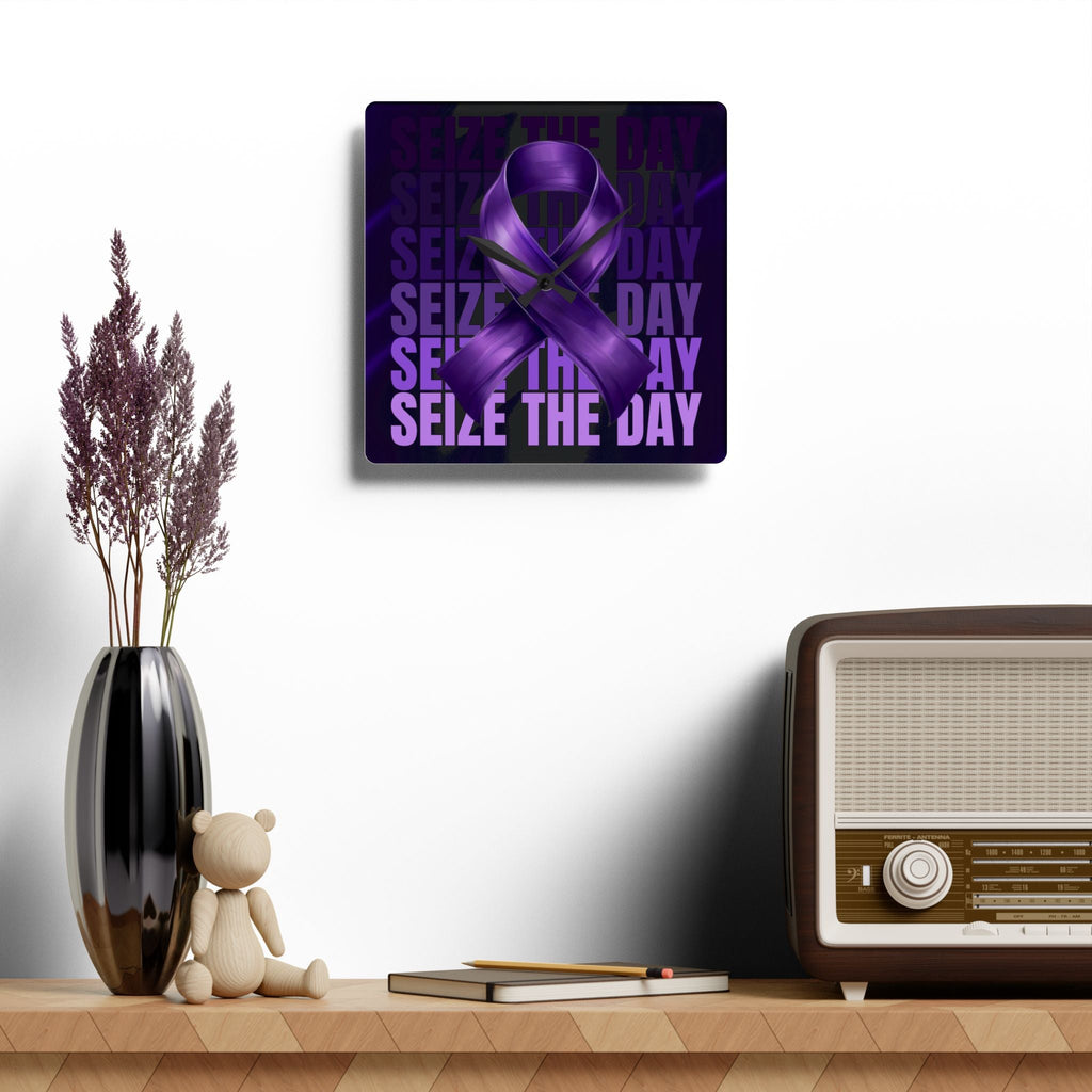 Purple Ribbon Acrylic Wall Clock