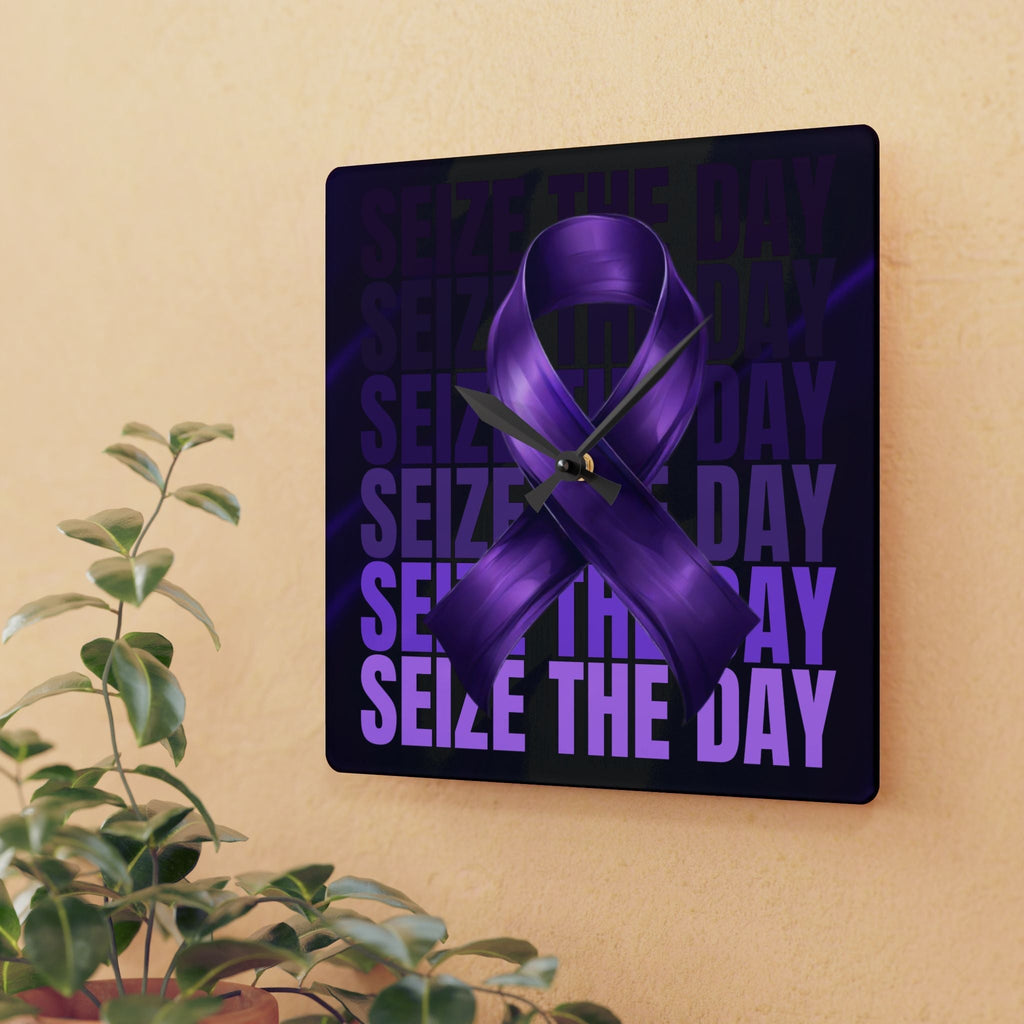Purple Ribbon Acrylic Wall Clock
