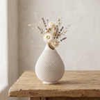 Teardrop Honeycomb Vase, Gypsum White 5"