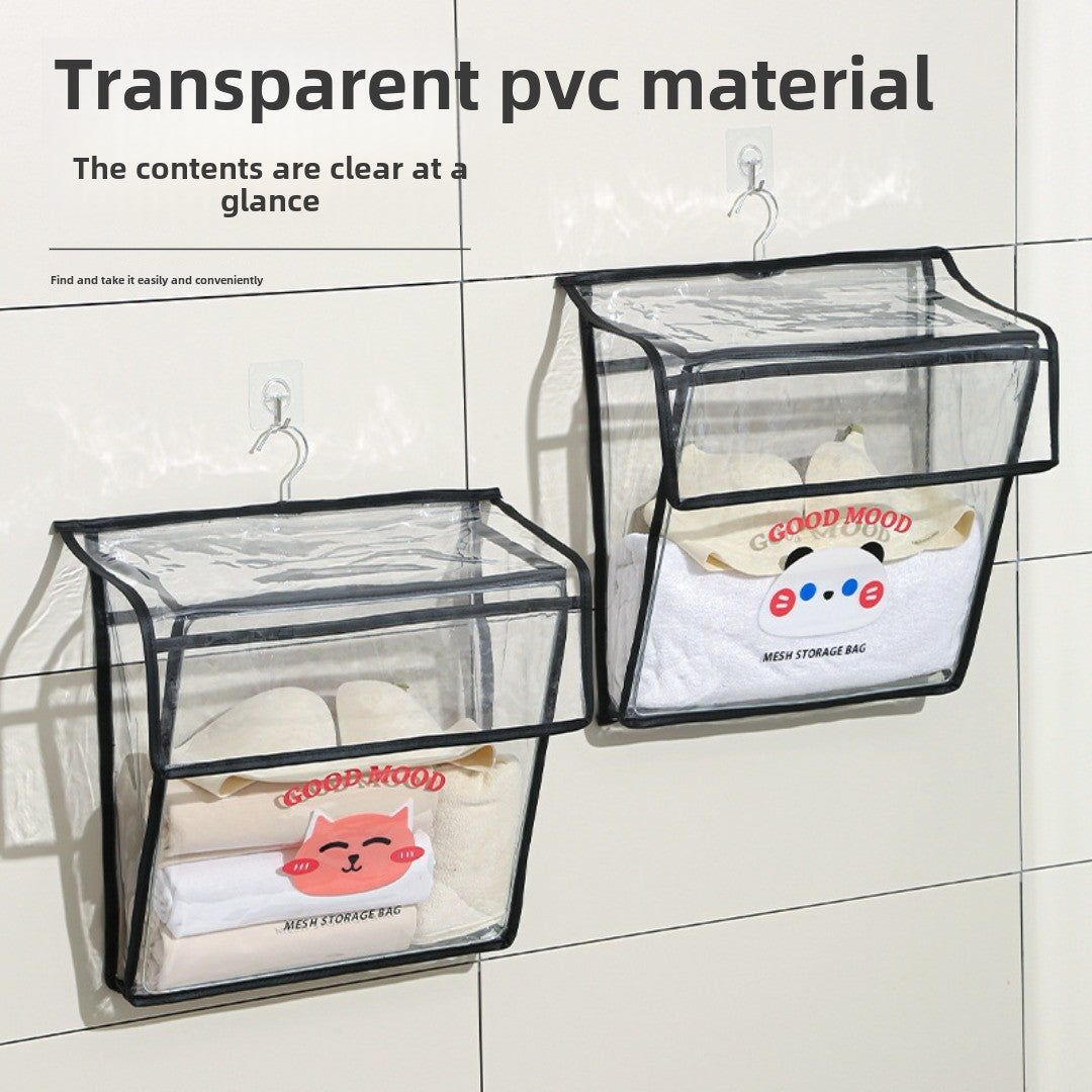 Bathroom transparent storage bag, put clothes toilet storage bag, transparent PVC large-capacity wall-mounted waterproof bathroom hanging bag
