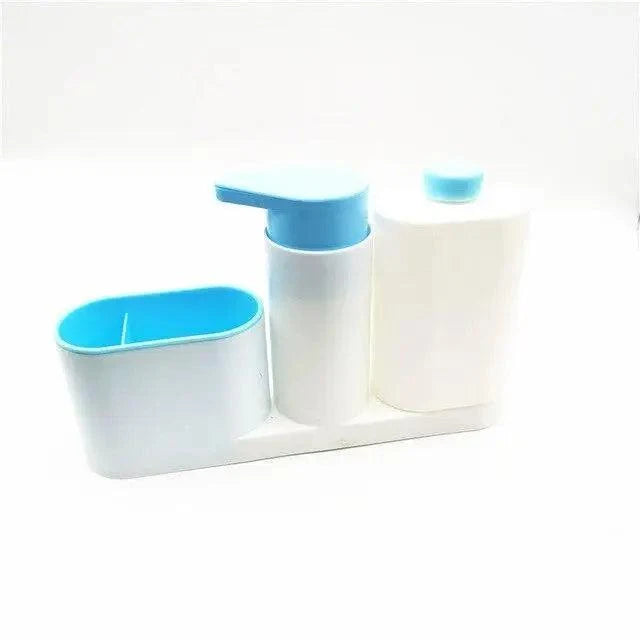 White Smart Kitchen Soap Dispenser Bathroom Accessories Liquid Soap Dispenser Simple Storage Box With Tank 3 IN 1 Cleaning Sponge Brush Holder Soap Pump Kitchen Gadgets